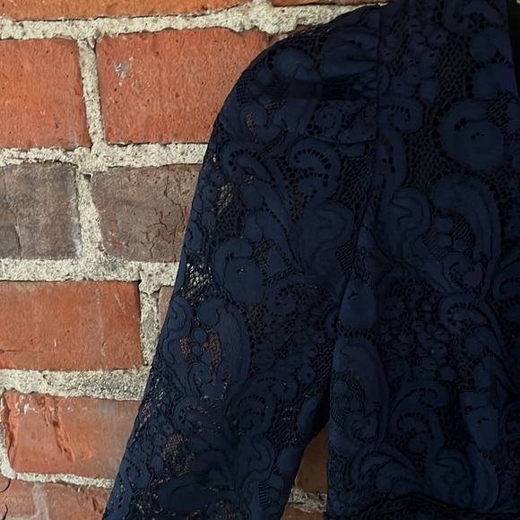 Shoshanna Miran Navy Blue Lace Puff Sleeve Dress size 4 - Picture 8 of 9